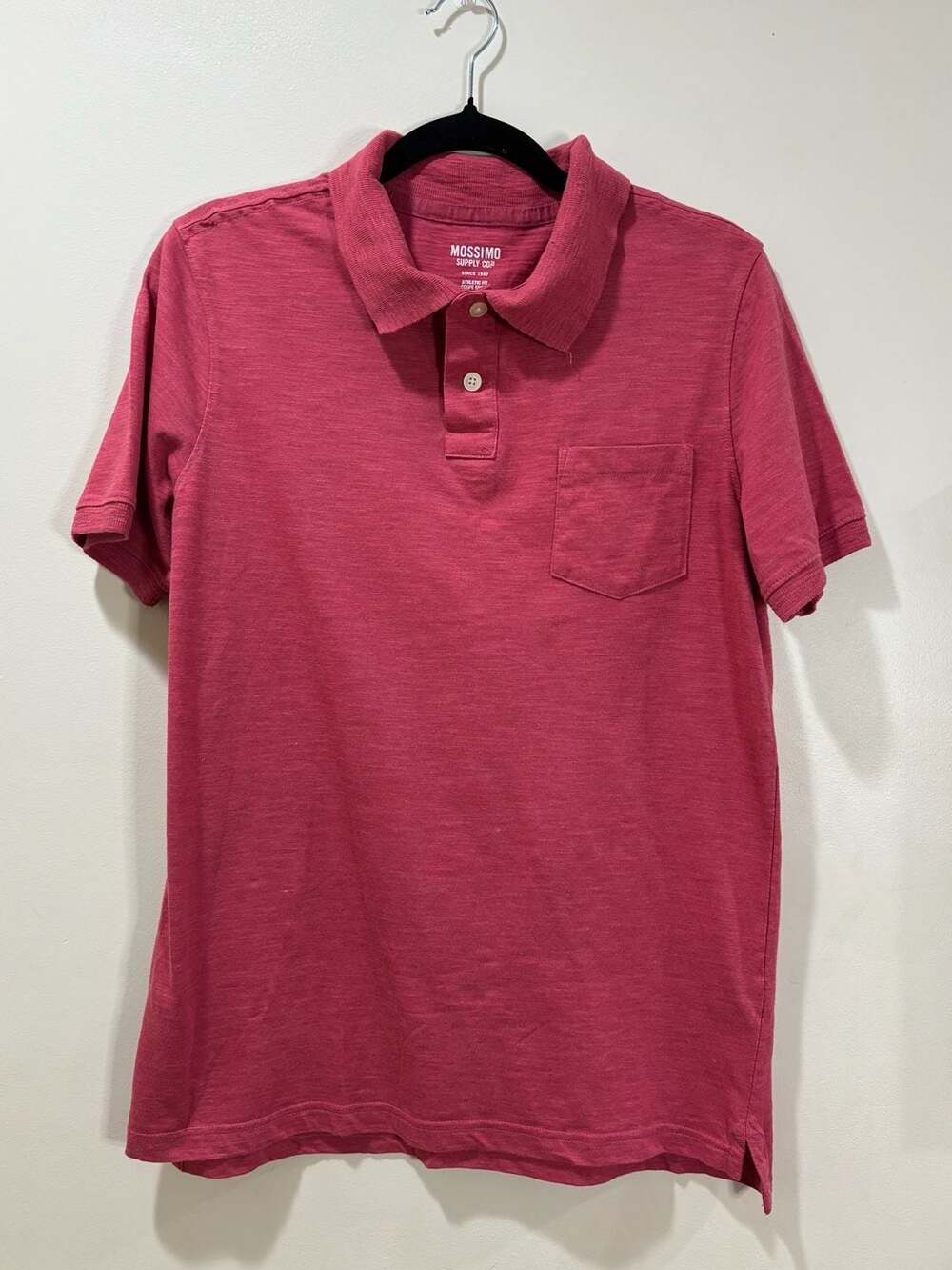 Mossimo Supply Co Men’s Pink Heathered Pocket Polo Shirt Size Medium